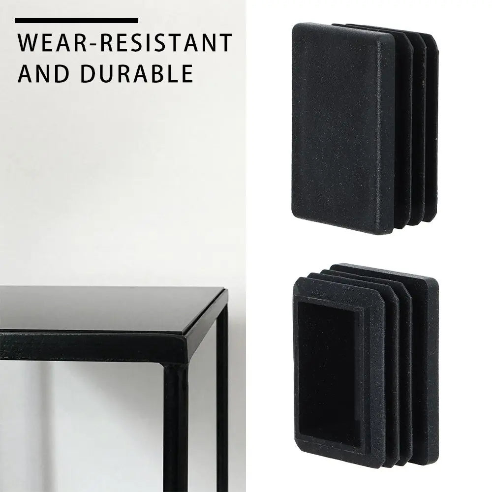 10Pcs Plastic Black Chair Feet Tube Cap Furniture Non-slip Foot Protective Pad Steel Rectangular Tube Plug Dust-Proof Foot Cover Oasis Select