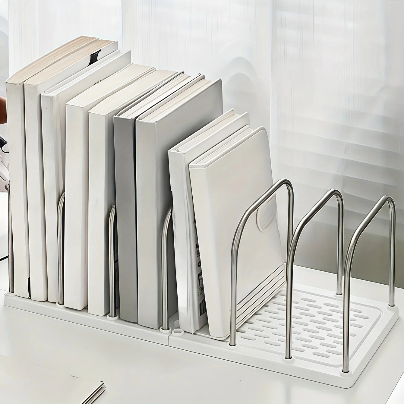 Adjustable Book Stand Stainless Steel Organizer For Desk Office And Home Storage Rack Fridge Container Basket Produce Box Oasis Select