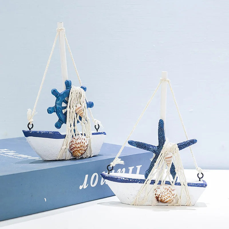 Mediterranean-style Sailboat Ornaments, Home Decoration Items, Fashionable and Creative Wooden Boat Models, and Craft Gifts Oasis Select