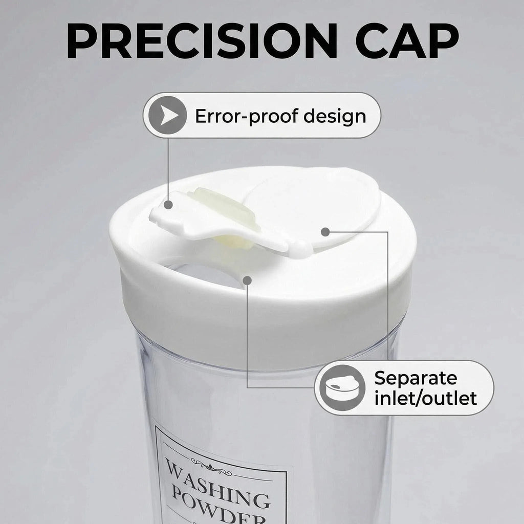 Laundry Detergent Dispenser Bottle with Labels Refillable Plastic Liquid Soap Container White Cap Room Organizer Storage Oasis Select