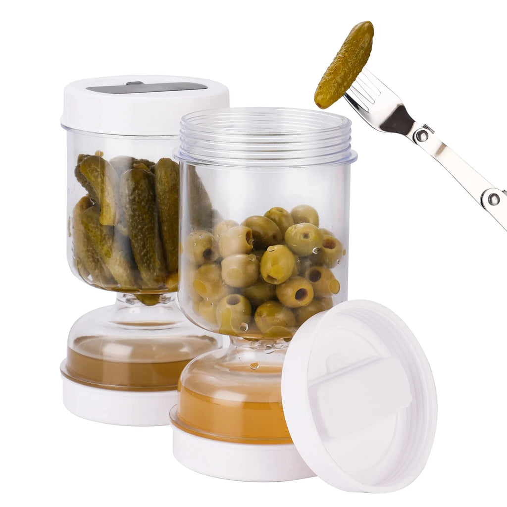 Olive & Pickle Strainer Jar – Airtight Hourglass Container Food Storage Jar Oasis Select