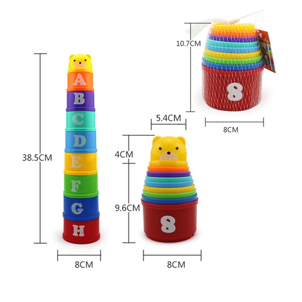 Baby Montessori Cup Stacking Toys Beach Pool Bathtub Educational Toys for Toddler Infant 0-12 Month Xmas Gift Oasis Select