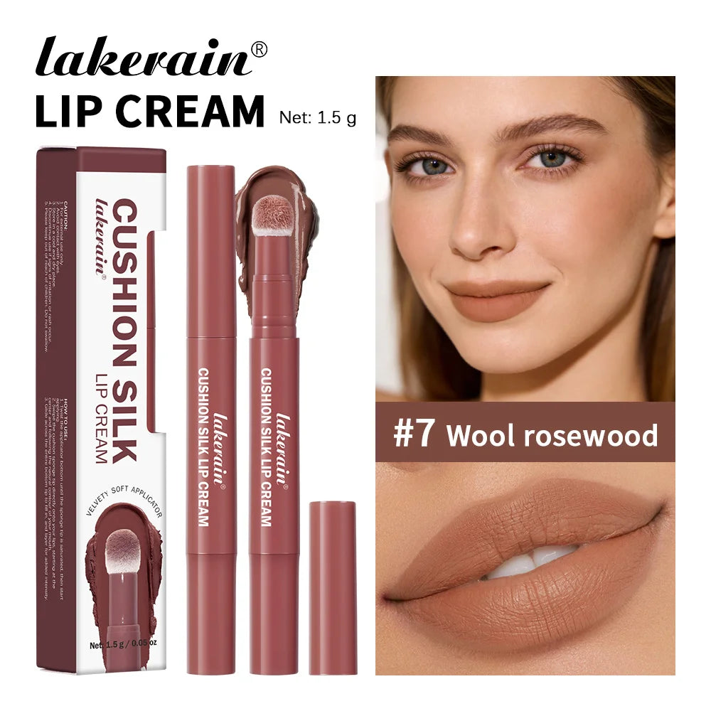 Lakerain 2-in-1 Lip Cream Powder Blusher Air Cushion Brush Design Deep Hydration Long-lasting Non Fading Lipstick Powder Blusher Oasis Select Wool Rosewood