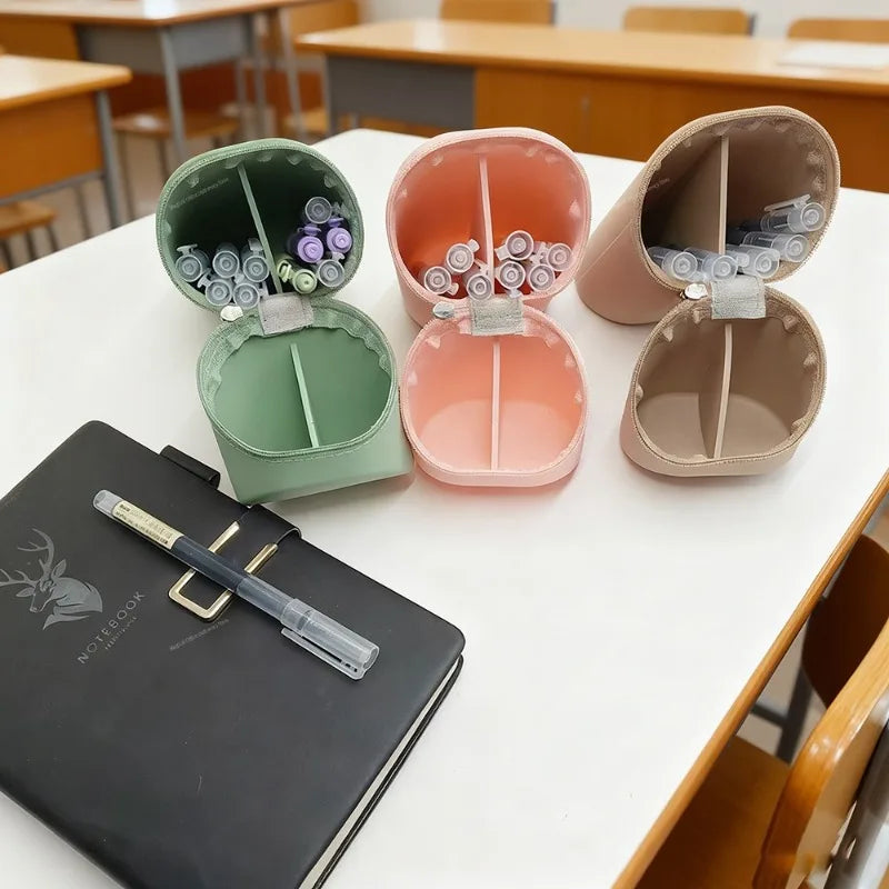 Expandable Silicone Pencil Case with 1pc Pen - Large Capacity Foldable Pen Box & Portable Desk Organizer Desk Accessories Oasis Select