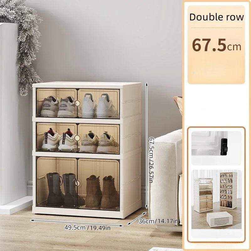 Foldable Shoe Box,One-piece|Magnetic Switch,Multi-style & Sizes|Wheeled,Living Room & Bedroom Use|Home,Shoe Storage Boxes Oasis Select Double 67.5cm