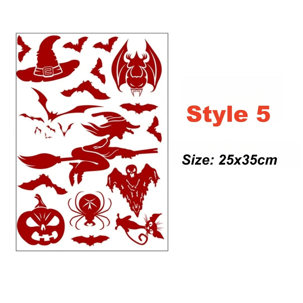 Halloween Wall Doors Windows Stickers Blood Handprint Footprint Skull Pattern Halloween Party Scene Decor Supplies Horror Props Oasis Select Style 5