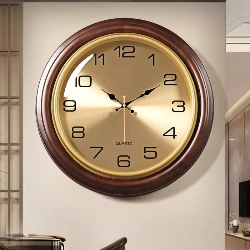 Solid Wood Clock Light Luxury Artistic Sophistication Retro American Style Living Room Wall Hanging Wall Hanging Watch Oasis Select