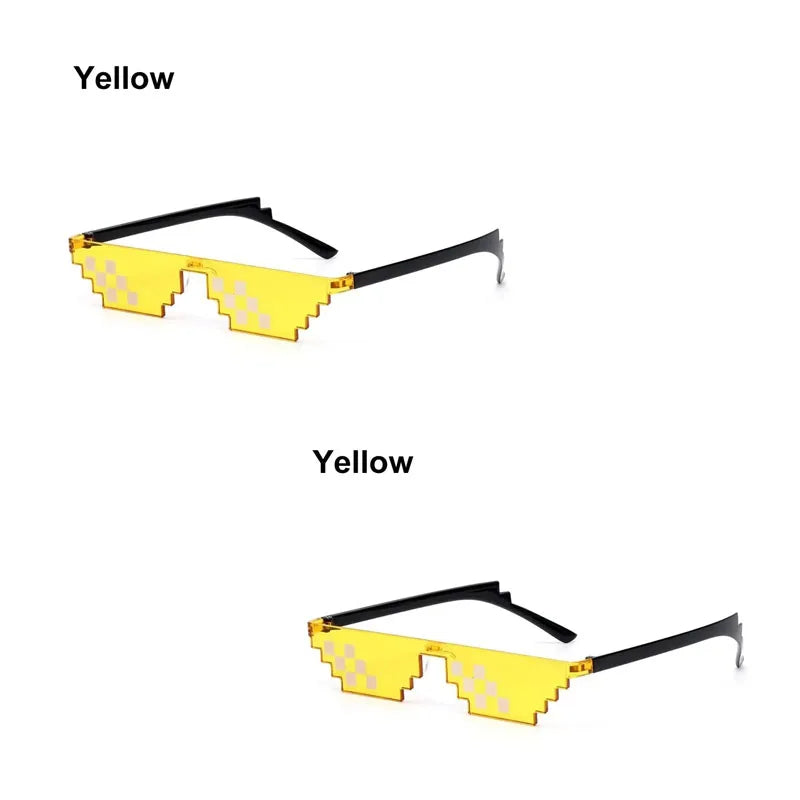 1/2/3pcs Mosaic Funny Party Glasses Festival Party Photo Props Anime Pixel Glasses Pixelated-Meme Decor Favor Funny Creative Oasis Select 2pcs Yellow
