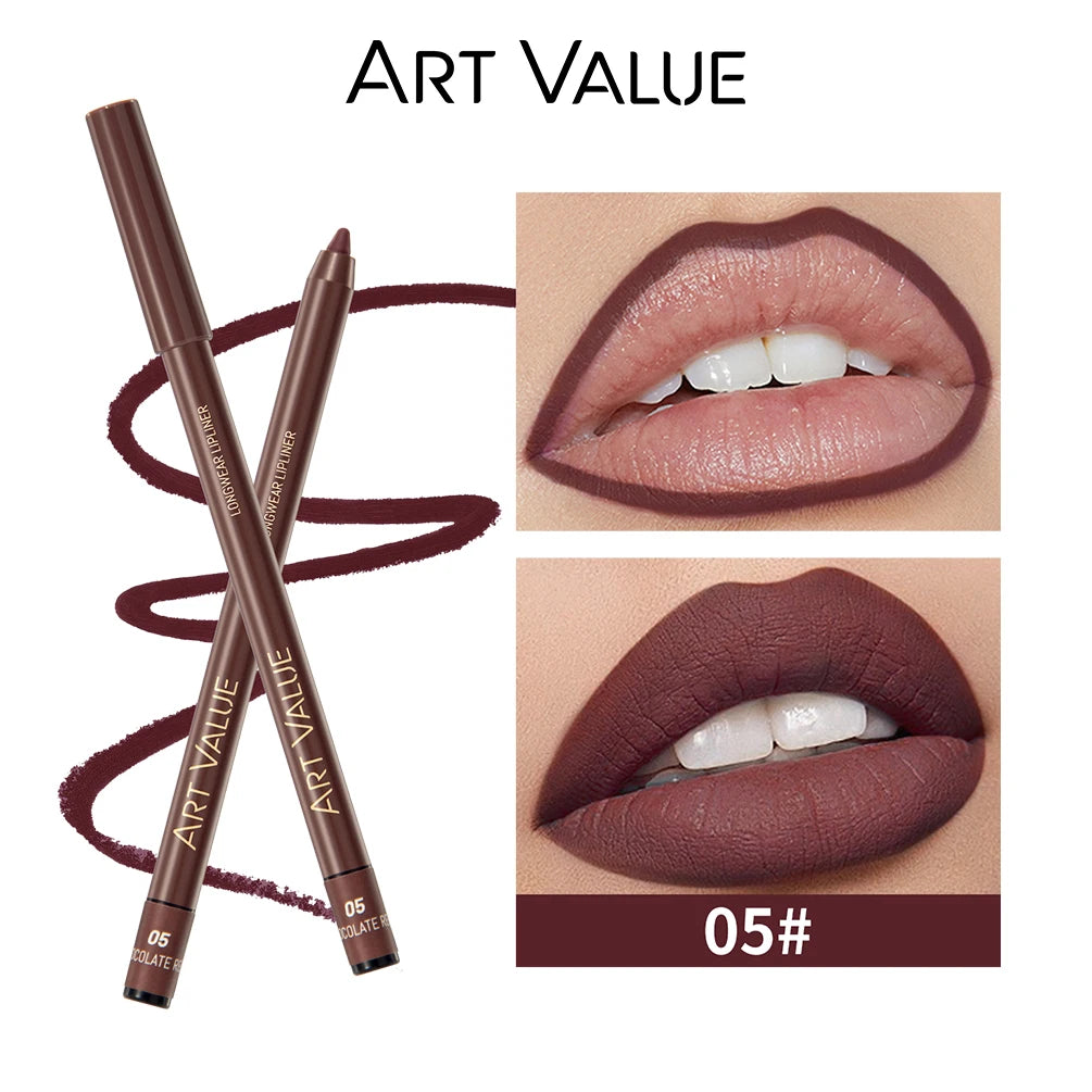Art Value 12-Color Waterproof Matte Lip Liner Pencil – Long Lasting