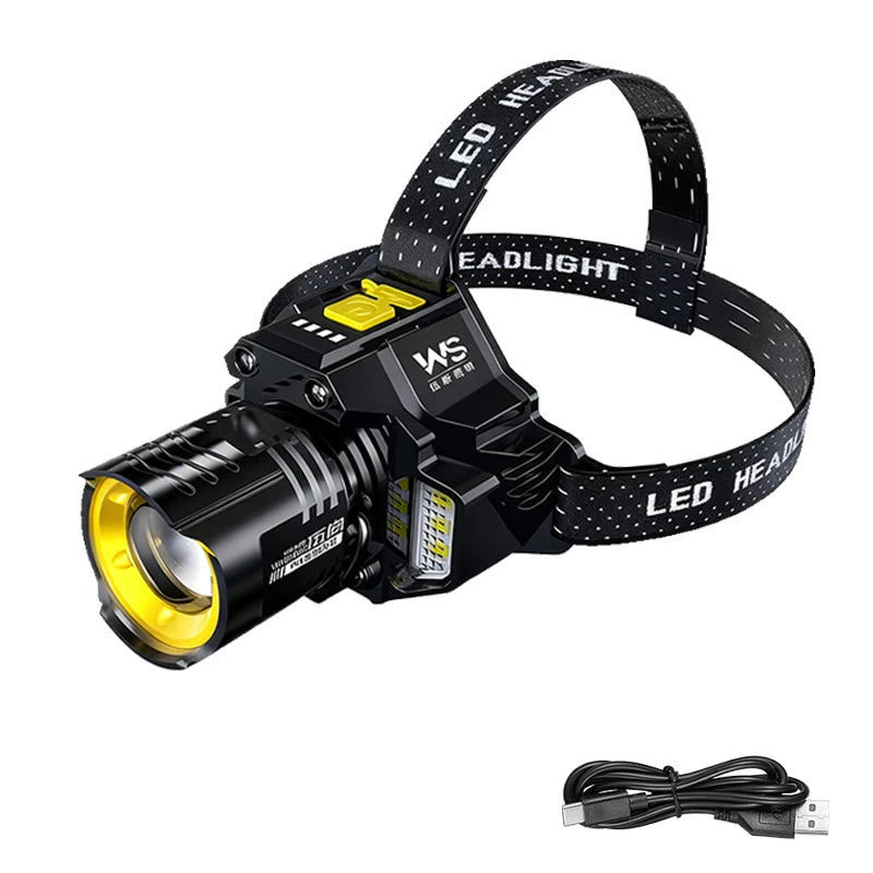 Rechargeable LED Sensor Headlamp – Zoomable COB 5-Mode Torch