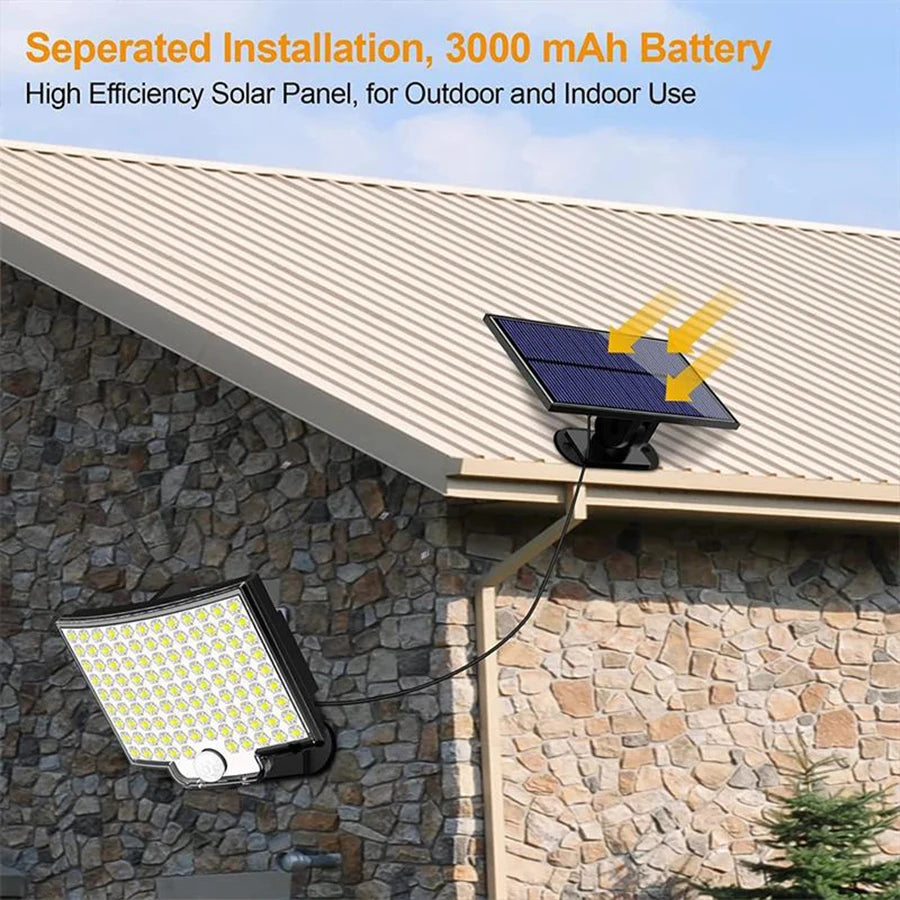 106 LED Solar Motion Sensor Outdoor Wall Light | IP65 Remote