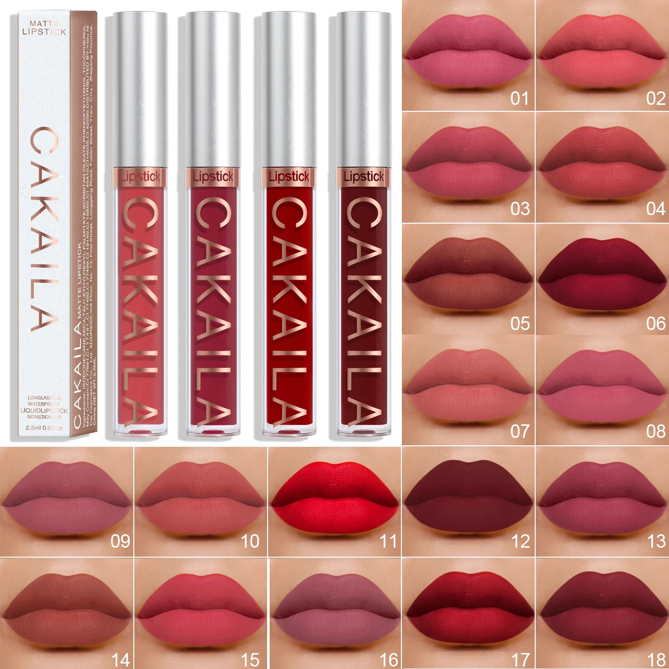 1 Pcs Waterproof Lip Gloss Lipstick Set - Nude, Dark Brown & Matte Red Shades, Long-Lasting 24-Hour Wear, Suitable for All Skin Oasis Select