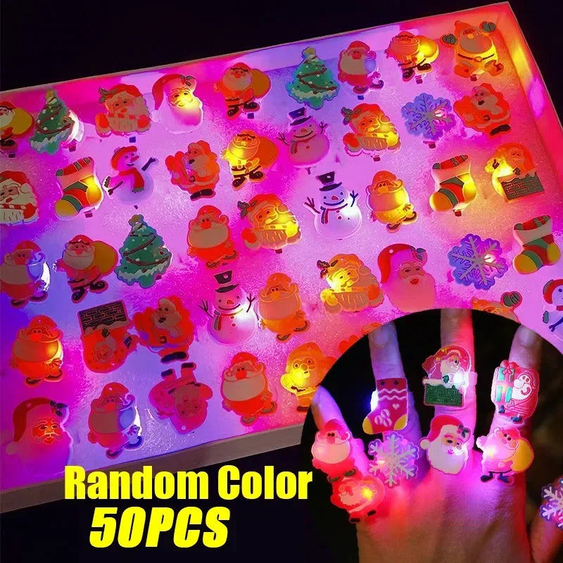 50-200PCS Halloween Glow Pumpkin Ring Cartoon Finger Light for Party Favor Small Gift Spooky Fun Night Rave Accessory Oasis Select Christmas 50PCS
