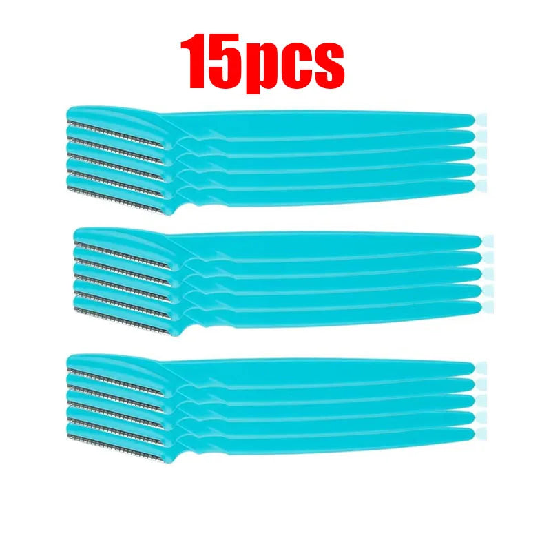 5/10/15pcs Eyebrow Trimmer Makeup Beauty Tools Safe Eye Brow Razor Face Body Hair Removal Shaver Blades Eyebrows Shaping Knife Oasis Select 15pcs Blue