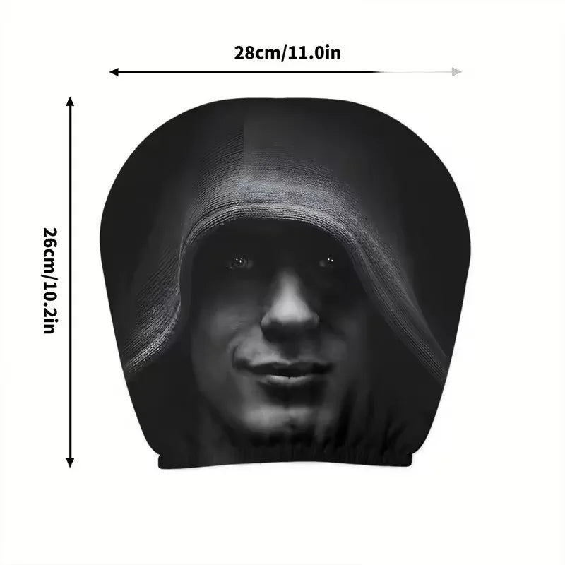 Easy Install Universal Fit 2Pcs Halloween Horror Face Car Headrest Covers Soft Polyester Washable Dustproof Protective Sleeve Oasis Select A 2PCS