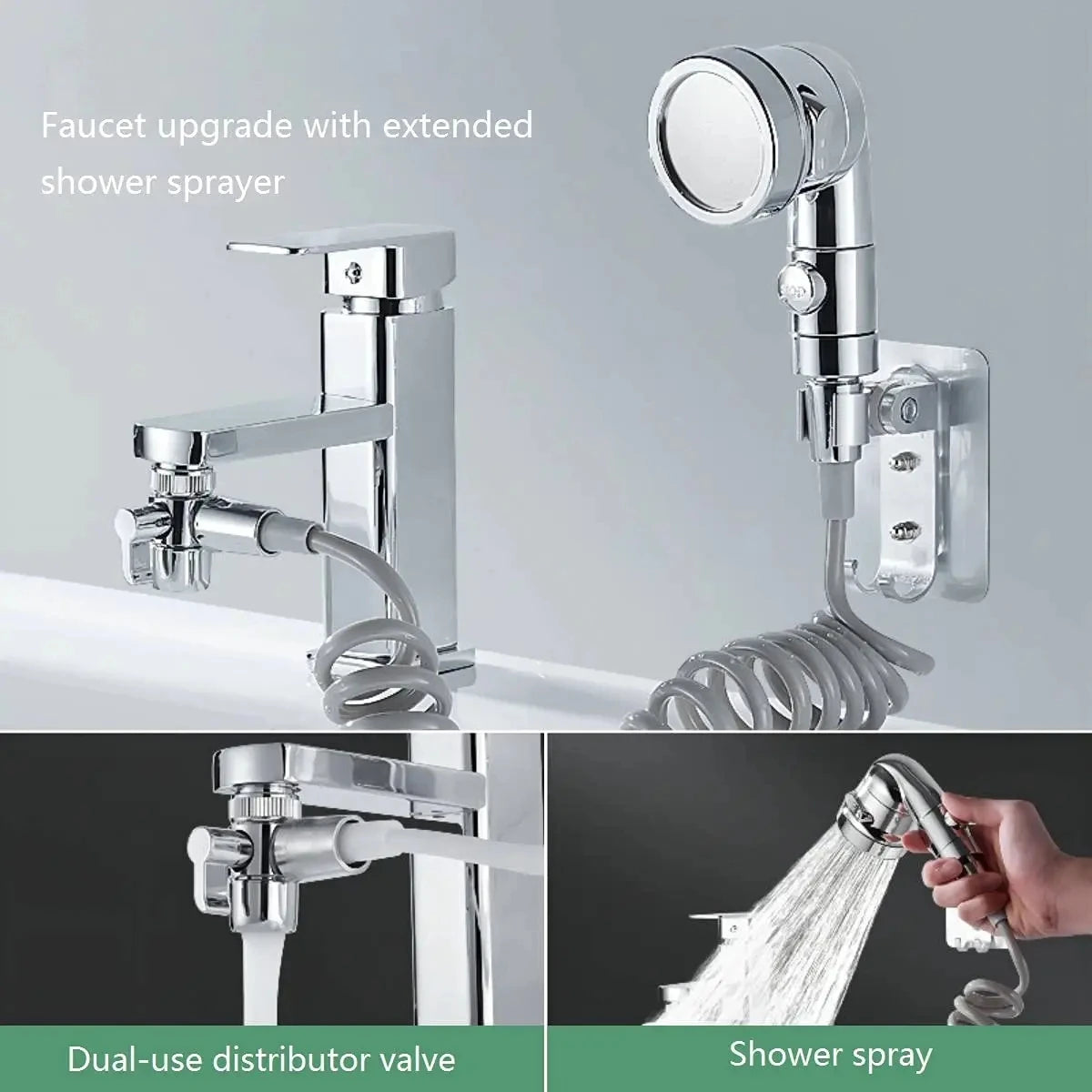 3 Mode Bidet Faucet External Shower Head Bathroom Kitchen Basin Tap Adapter Splitter Set Water Diversion Shower for Beauty Salon Oasis Select