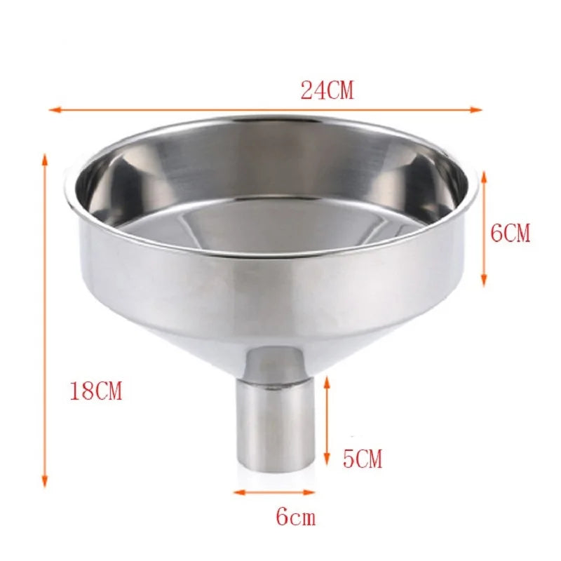 NEW Stainless Steel Funnel Large Kitchen Funnel Liquid Cooking Oil Filter Tools Metal Wide Mouth Funnel For Filling Bottles Cans Oasis Select