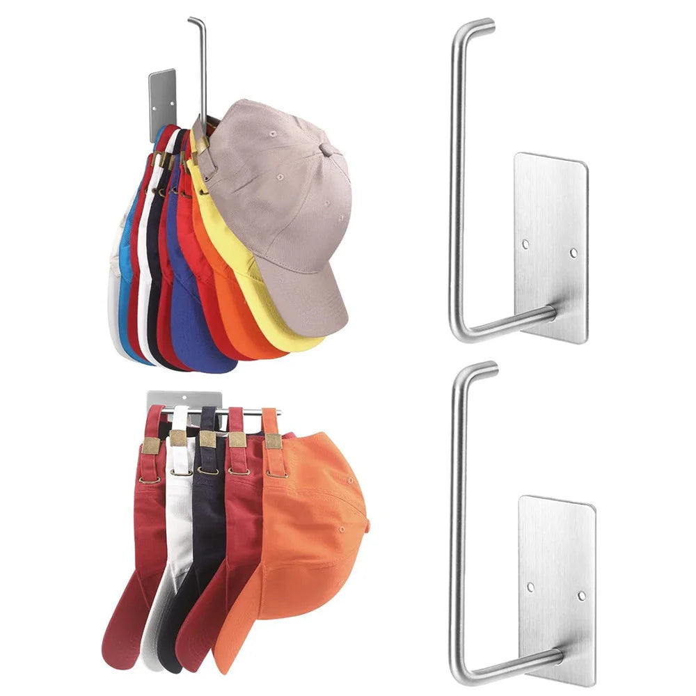 No Punching Baseball Cap Hat Rack Wall Mounted Casual Hat Clothing Jewelry Storage Hook Bathroom Kitchen Bedroom Storage Rack Oasis Select