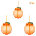 Fruit Shaped Cups with Straw – Orange & Watermelon | 1–3 Pack