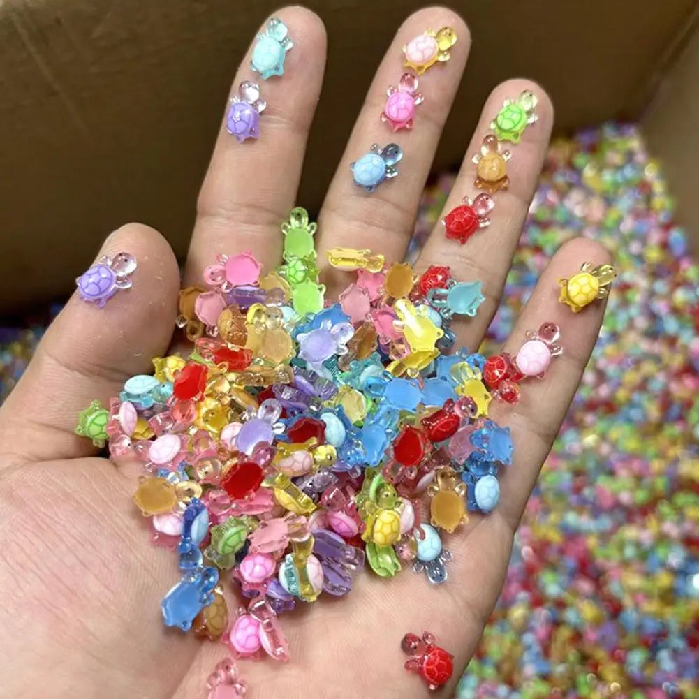 100Pcs Mixed Nail Art Resin Cartoon Little Turtle Series Rhinestones DIY Craft For Nail 3D Decorations Jewelry Oasis Select