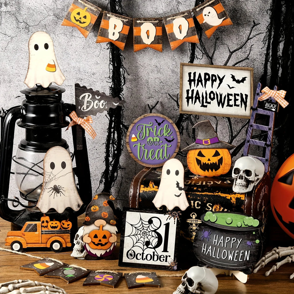 21-piece Halloween multi-layer plate decoration set, for home decoration, tabletop kitchen decoration, plates not included Oasis Select