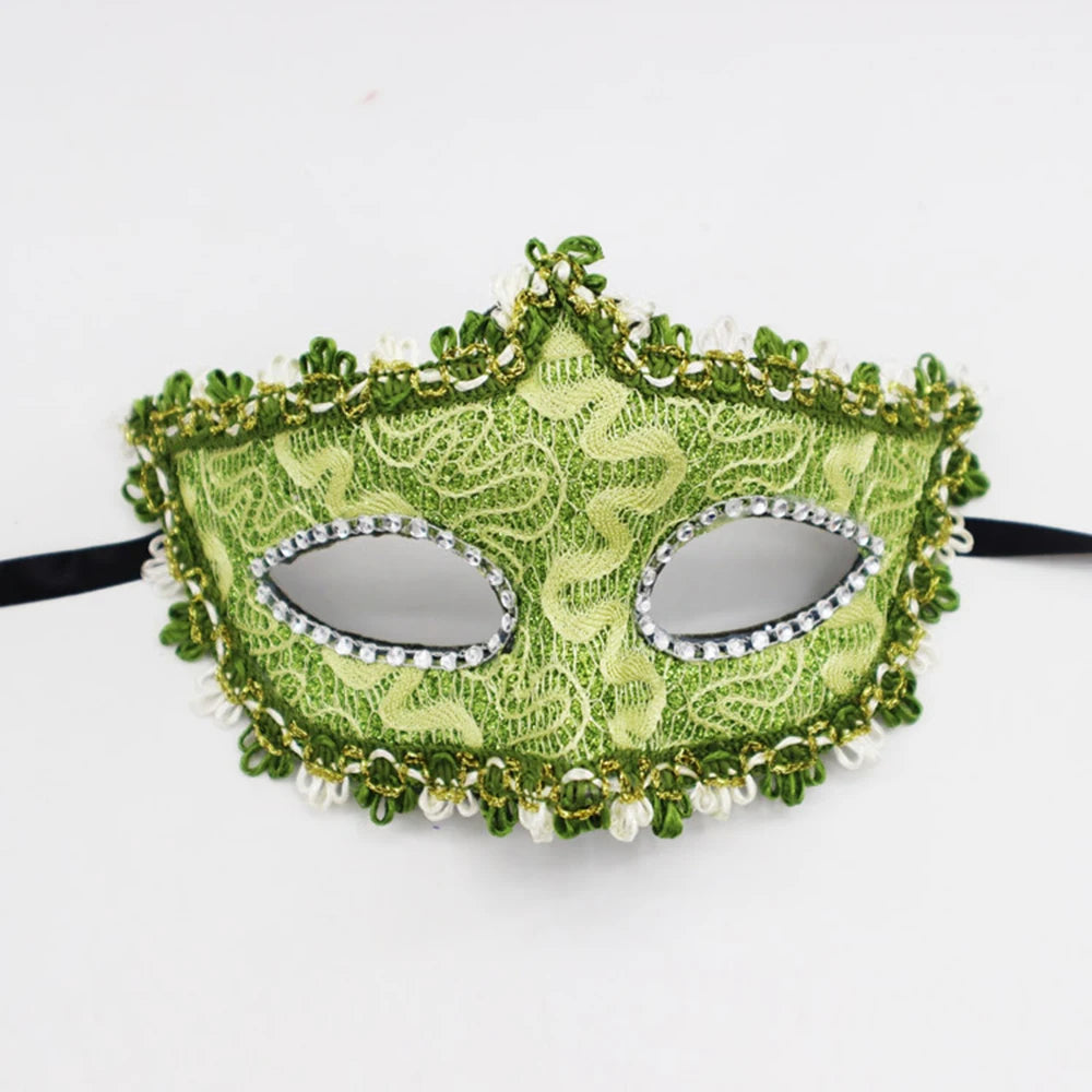 Adult Half-Face Mask Retro Half Face Masks Venetian Party Beauty Princess Mask Prop Halloween Christmas Masquerade Ball Decor Oasis Select Green