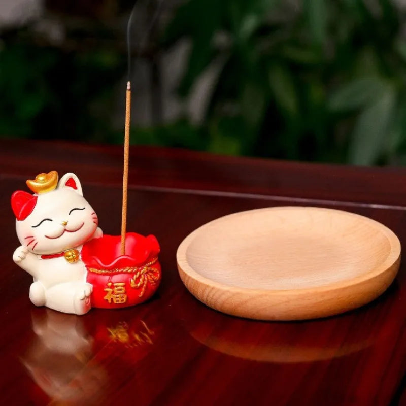 Ceramic Incense Burner Cute Cat Incense Holder Stand,Sandalwood Sticks Porta Incienso Aromatherapy Censer Teahouse Home Decor Oasis Select