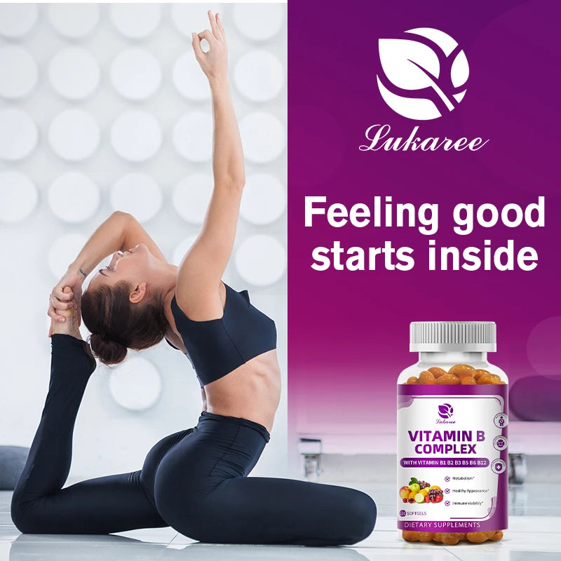 LUKAREE Vitamin B Complex for Men and Women with Biotin & Folic Acid Super Promote Human Metabolism ,Energy, Nerve Blood Support Oasis Select