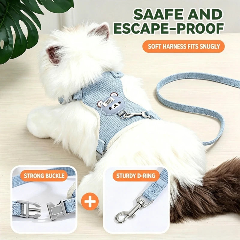Cat Dog Harness with Lead Leash Adjustable Vest Mesh Breathable Adjustable Chest Harness Outdoor Walking Cat Pet Supplies Oasis Select