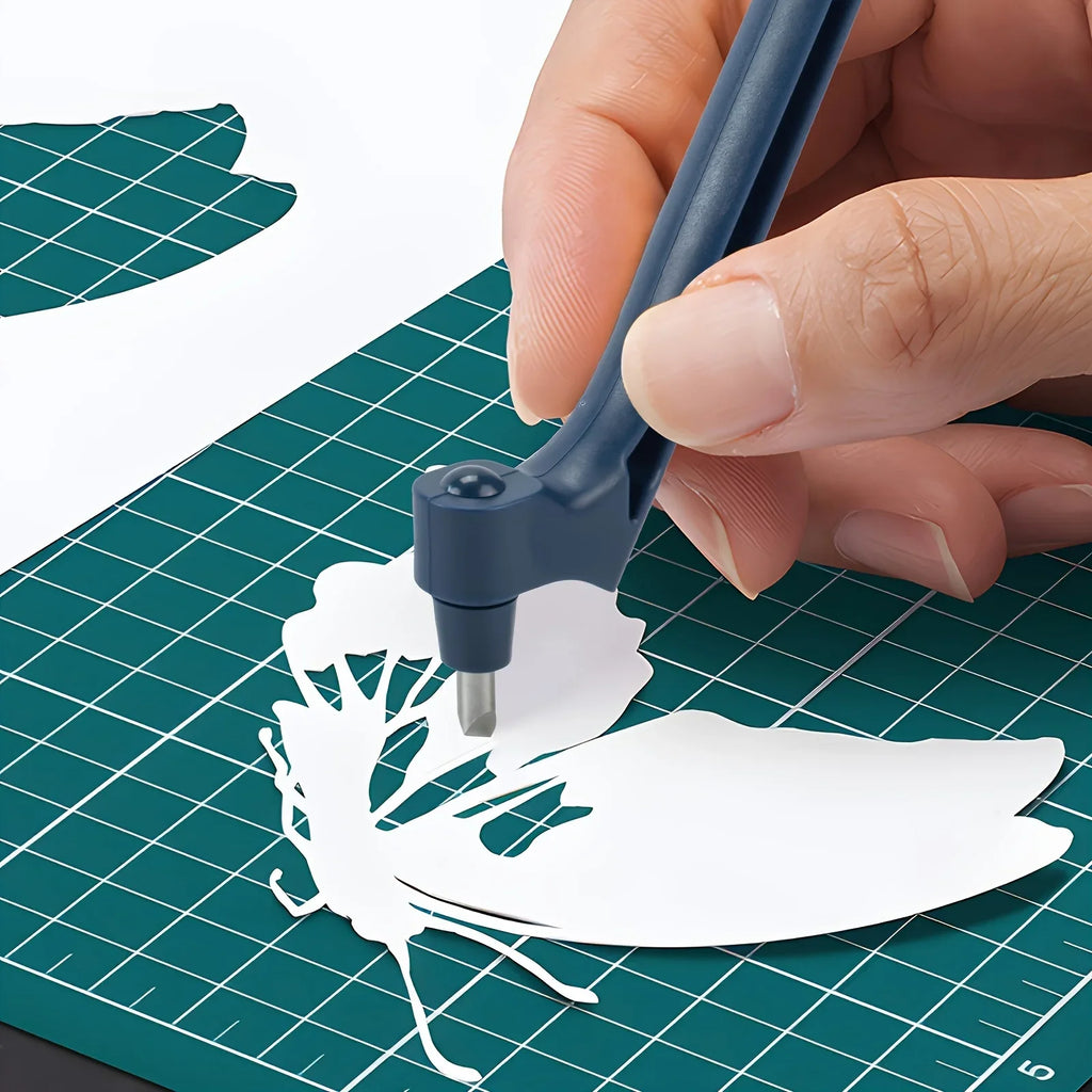 360˚ Rotating Paper Art Cutting Tool Stainless Steel Craft Knife Sticker Scrapbook Cutter DIY Art Knife Utility Cutting Knife Oasis Select