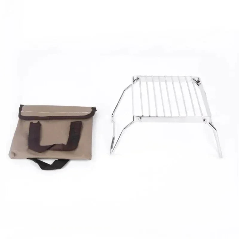 Outdoor Stainless Steel Stove Holder Camping Portable Folding Mini Barbecue Rack Set Pot Holder Baking Tray Holder Oasis Select