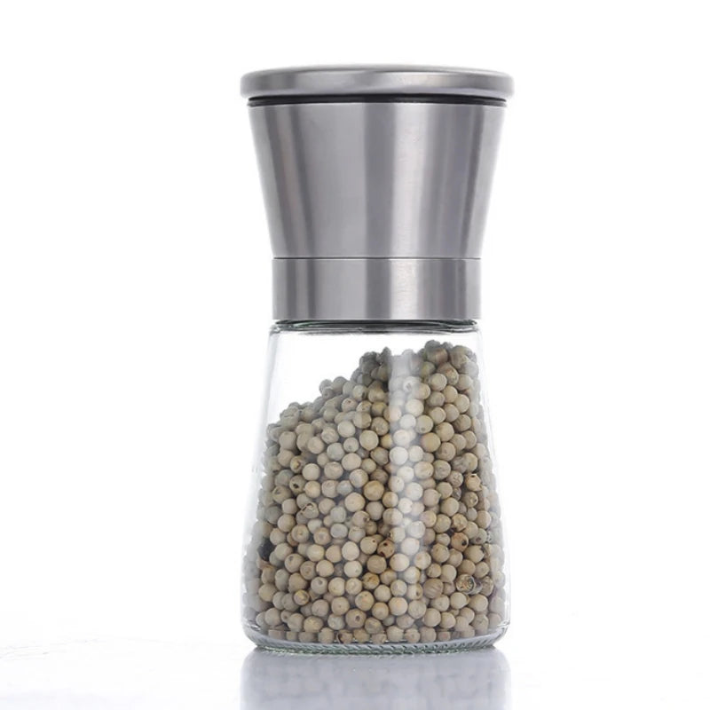180/200ML Black Pepper Grinder with Stainless Steel Mill Manual Spice Glass Salt and Pepper Grinder Machine for Household Oasis Select 180ml