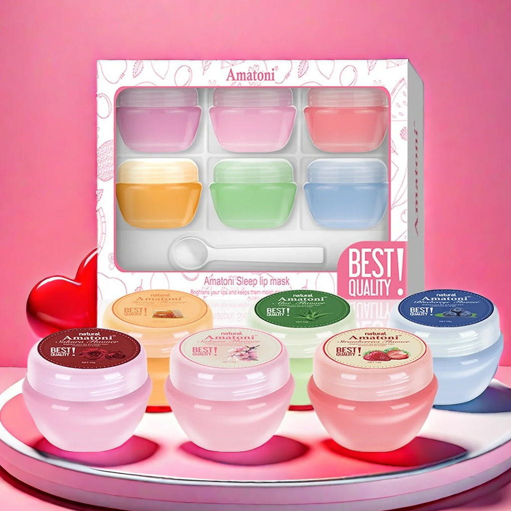Sleeping lip mask gift box 10g×6PCS lip balm set moisturizes lips, smoothes, and is a universal in the morning and evening Oasis Select