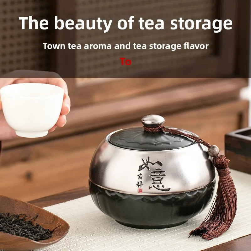 Chinese-style Sealed Tea Canister for Storing Tea Ceramic Tea Storage Canister Coffee Container Oasis Select