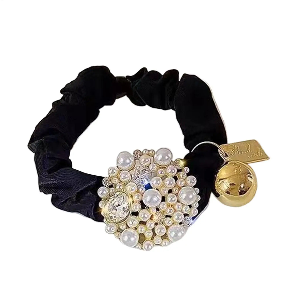 Hair Scrunchie 1PC Pearl Rhinestone Hair Tie Luxury Styling Womens Ponytail Hair Tie Scrunchie Adult Hair Band Elastic Hair Tie Oasis Select