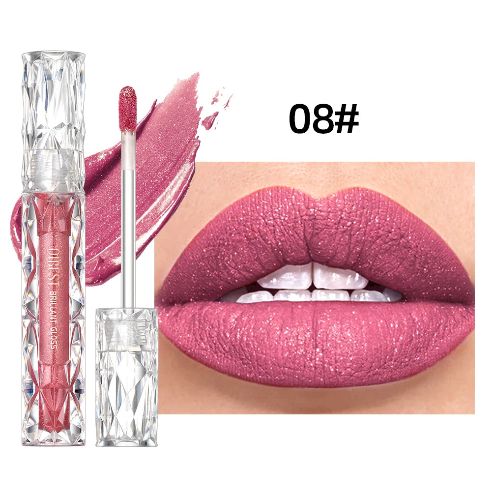 QIBEST Diamond Glitter Lip Gloss – Shimmer Matte Liquid Lipstick
