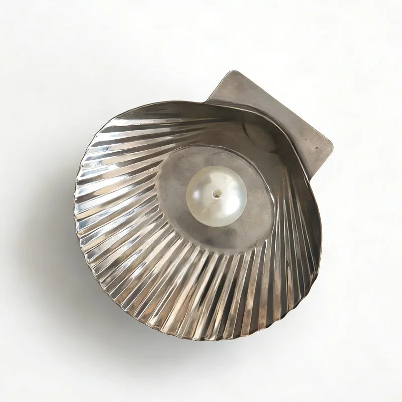 Stainless Steel Seashell-Shaped Incense Holder Portable Minimalist Mosquito Coil Tray Decorative Metal Pearl Incense Rack Oasis Select