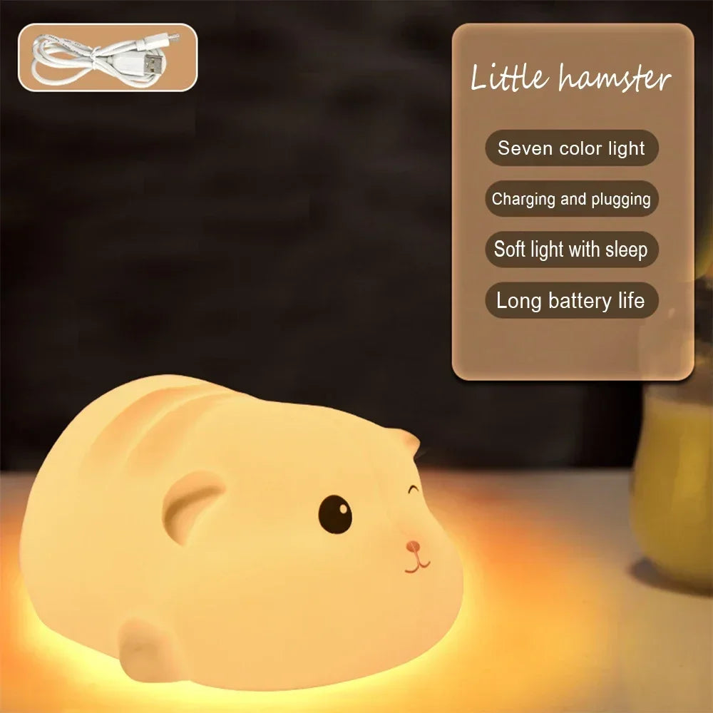 LED Night Light Cute Little Bear/Deer Cartoon Animal Children's Silicone Light USB Charging Bedside Decoration Birthday Gift Oasis Select X020-B