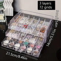 1pc drawer style acrylic multifunctional nail diamond decoration storage box desktop jewelry bead stackable organizer Oasis Select 3layers-72grids