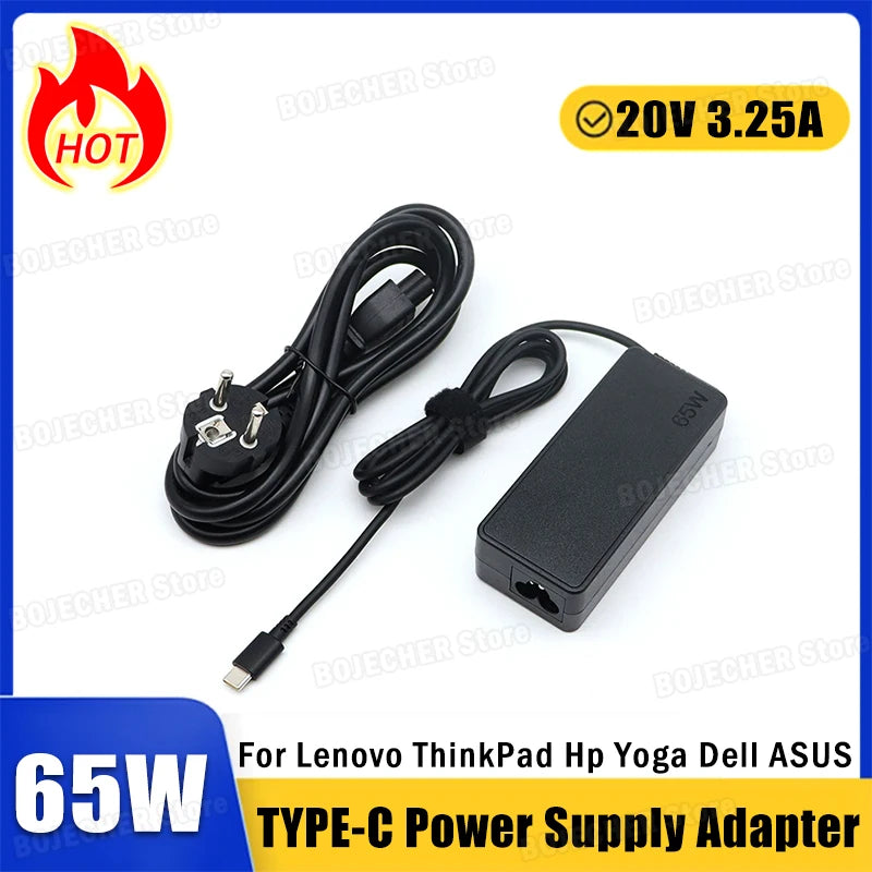 65W 20V 3.25A USB C Interface Power Supply Adapters For Lenovo ThinkPad Hp Yoga Dell ASUS Fast Charging TYPE C Laptop Charger Oasis Select