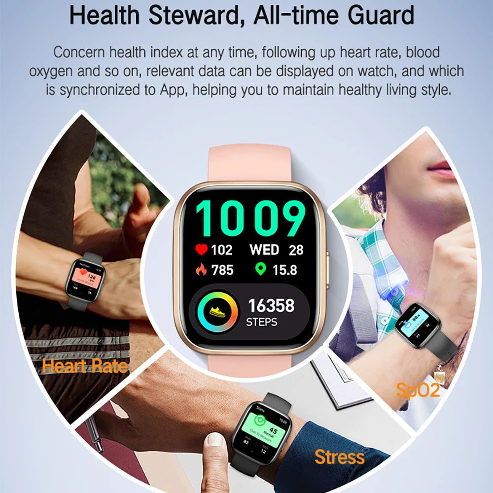 Women Smartwatch Information Reminder 1.85" Heart Rate Health Smart Watches Men BT Call 100+ Sports Modes Music Fashion Game Oasis Select
