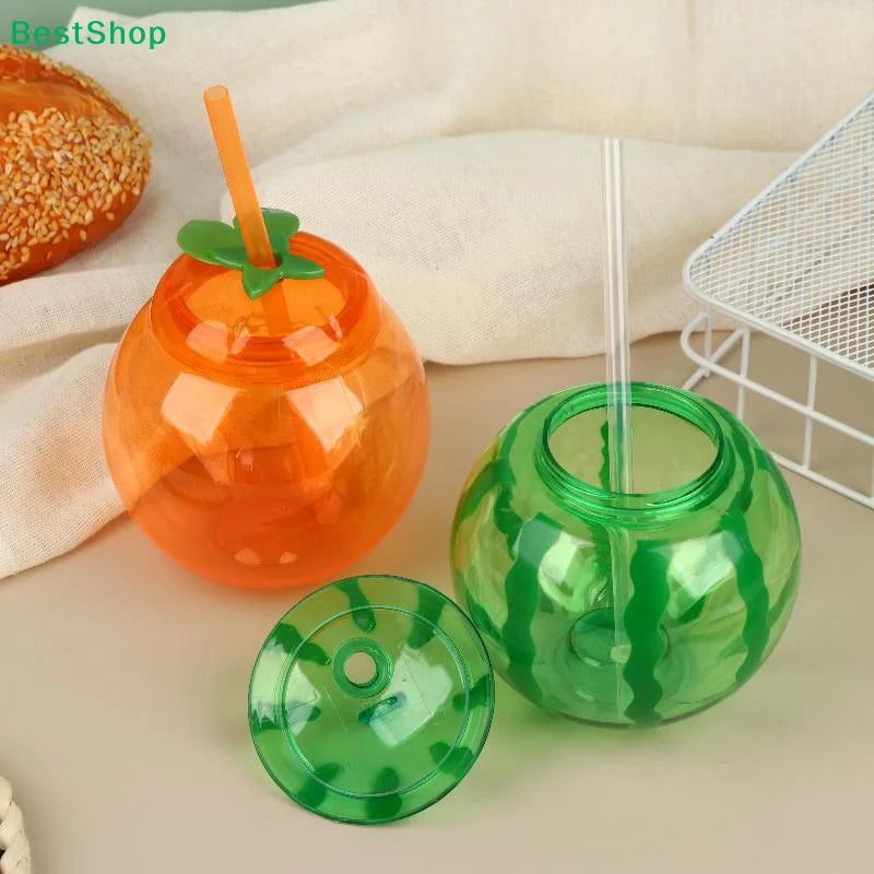 Fruit Shaped Cups with Straw – Orange & Watermelon | 1–3 Pack