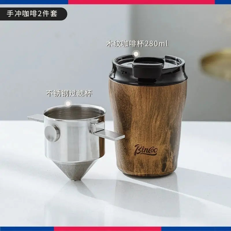 Coffee cup ceramic interior thermos cup Retro high appearance level portable stainless steel water cup Oasis Select 2-piece set
