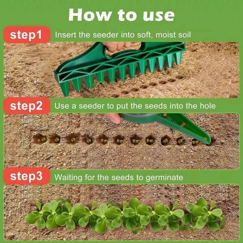 Hand Dibbler 12-Hole Fast Seeding Seed-in Soil Digger and Soil Spacer Planting Aids for Efficient Gardening Garden Seeder Tool Oasis Select