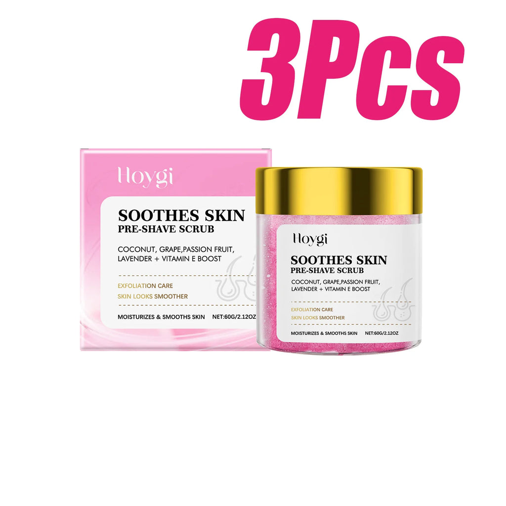 Pre-Shave Scrub Gentle Exfoliating Body Scrub for Smooth Skin Moisturizing Pre-Shave Care for Face and Body Smooths Skin Texture Oasis Select 3 x 60g boxed