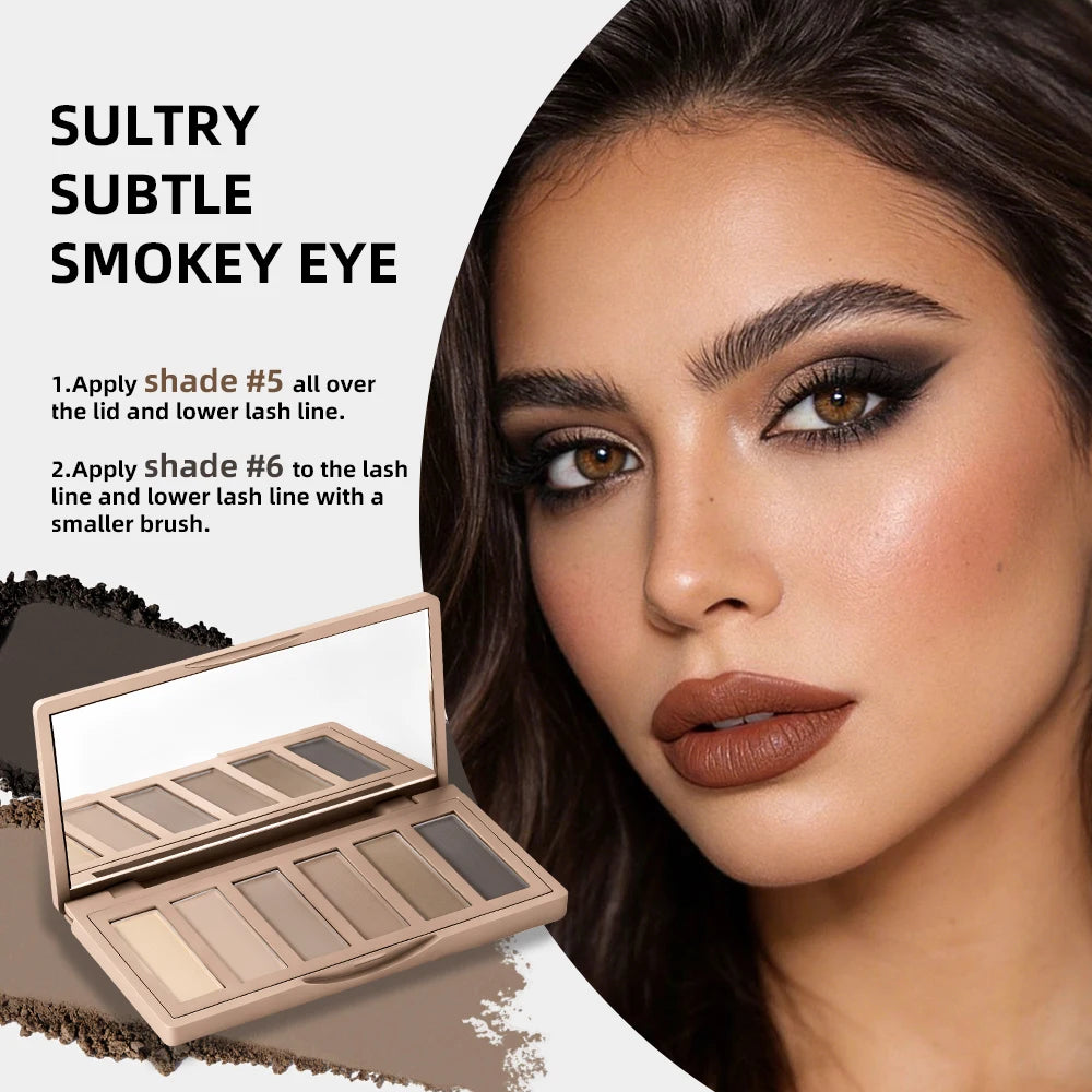 Lakerain 6 Color Eyeshadow Palette Matte Long-Lasting Waterproof Blendable Color High Pigment Nude Party Daily Stage Makeup Oasis Select