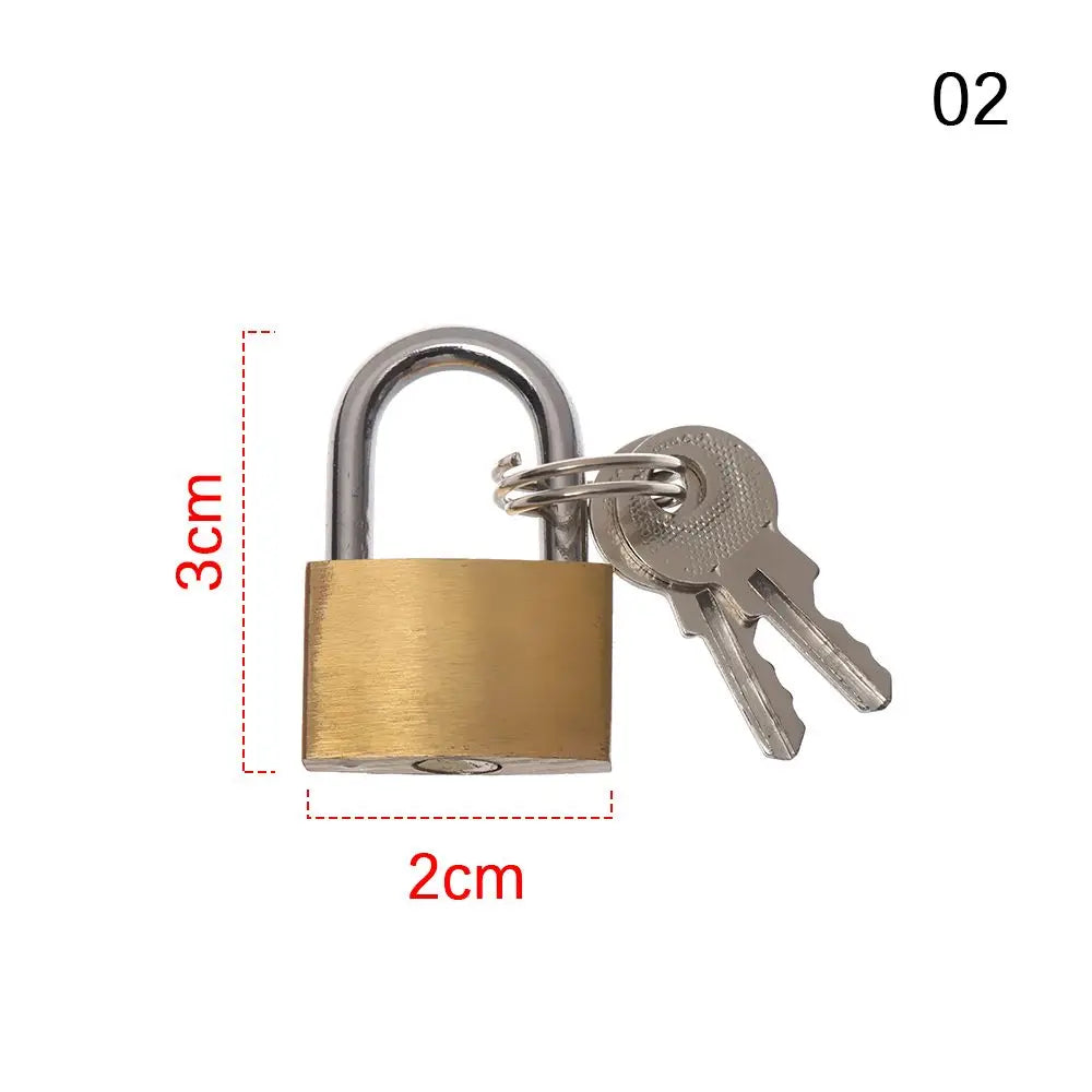 Mini Copper Lock with 2 Keys Brass Padlock Travel Luggage Case Padlock Security Tools Locker Case Supply Home Improvement Oasis Select 2x3cm