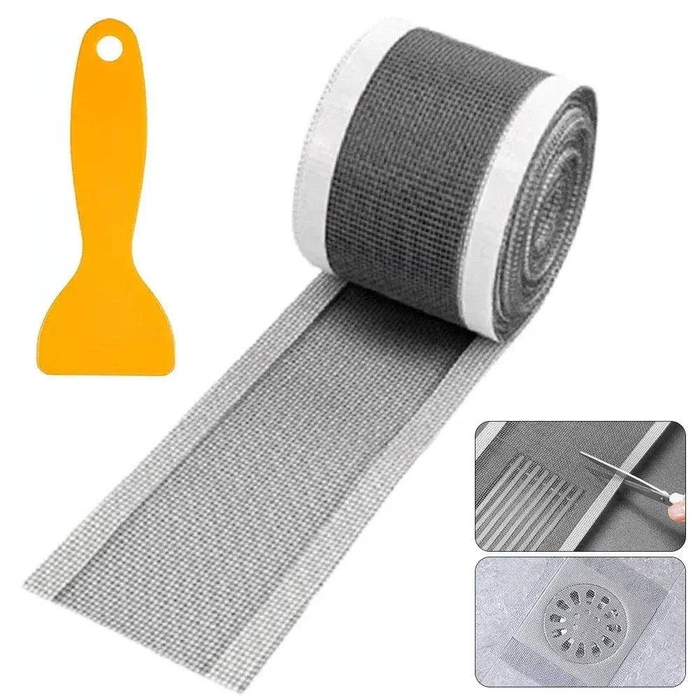 10/5m Cuttable Shower Drain Hair Catcher Self-Adhesive Floor Drain Stickers Disposable Mesh Bathroom Kitchen Sink Hair Filter Oasis Select