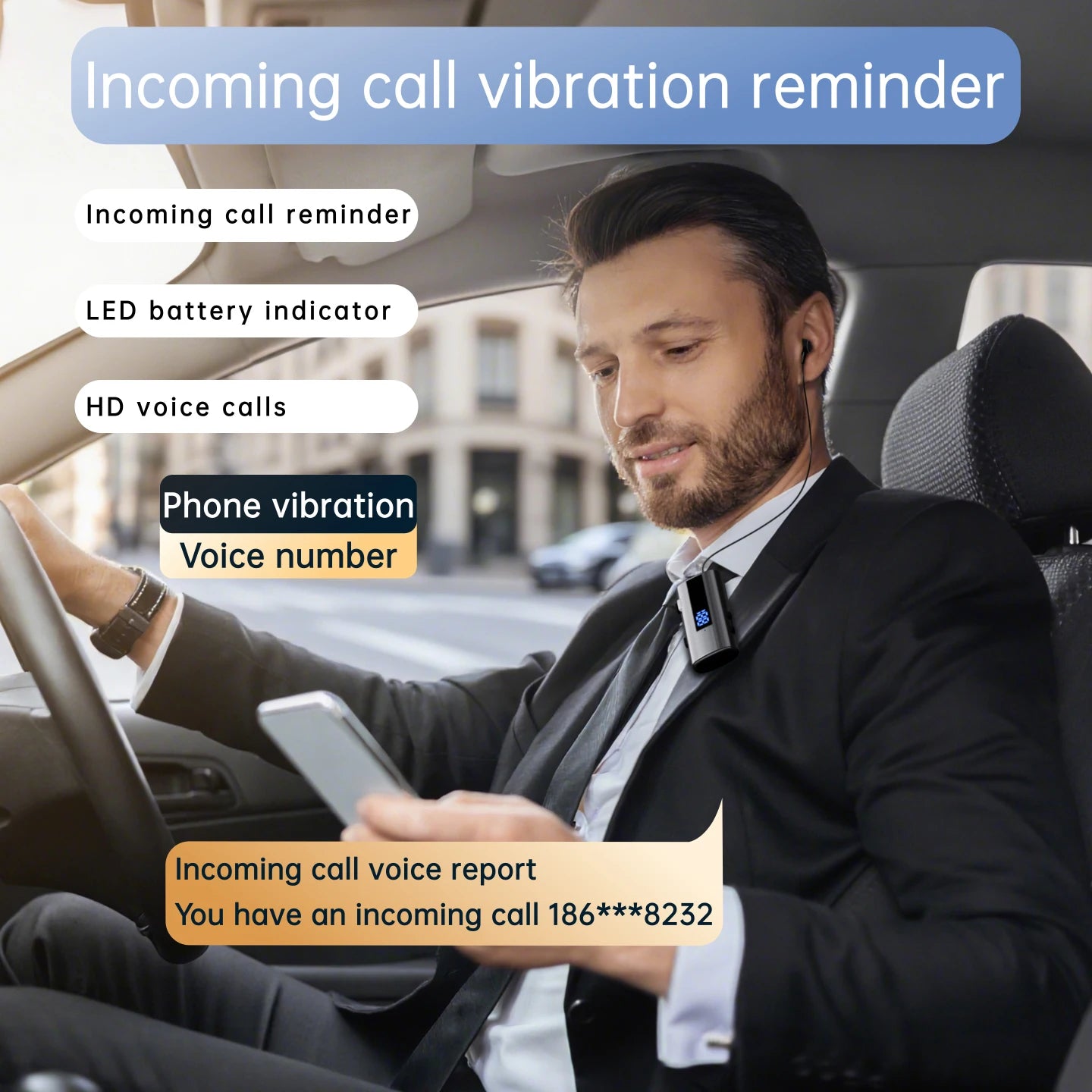 K92 Bluetooth 6.0 Lavalier Business Headset Call 30h/Music 50h Vibration Reminder LED Digital Display With Mic Wireless Earphone Oasis Select