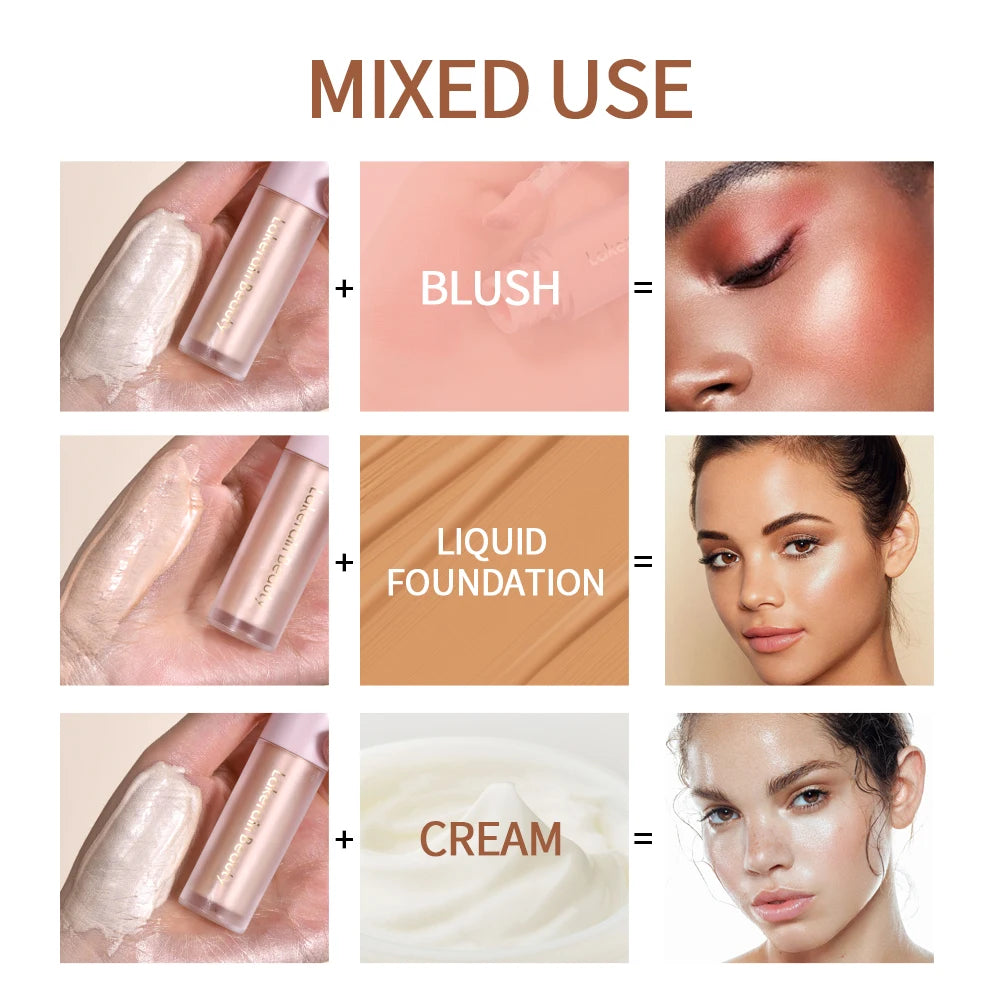 4 Colors Liquid Highlighter Brighten Skin Tone Highlighter Lightweight High Glossy Finish Natural Glow Liquid Luminizer Makeup Oasis Select